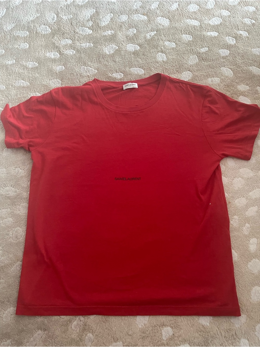 Saint Laurent Red Minimal Logo T-Shirt - Picture 3 of 8
